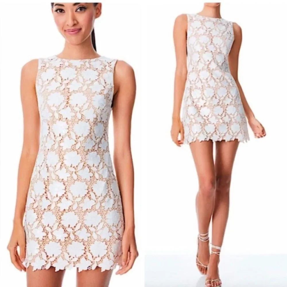 Alice+Olivia faux leather floral dress, US2